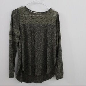 Rewind Olive Lace Long Sleeve Top